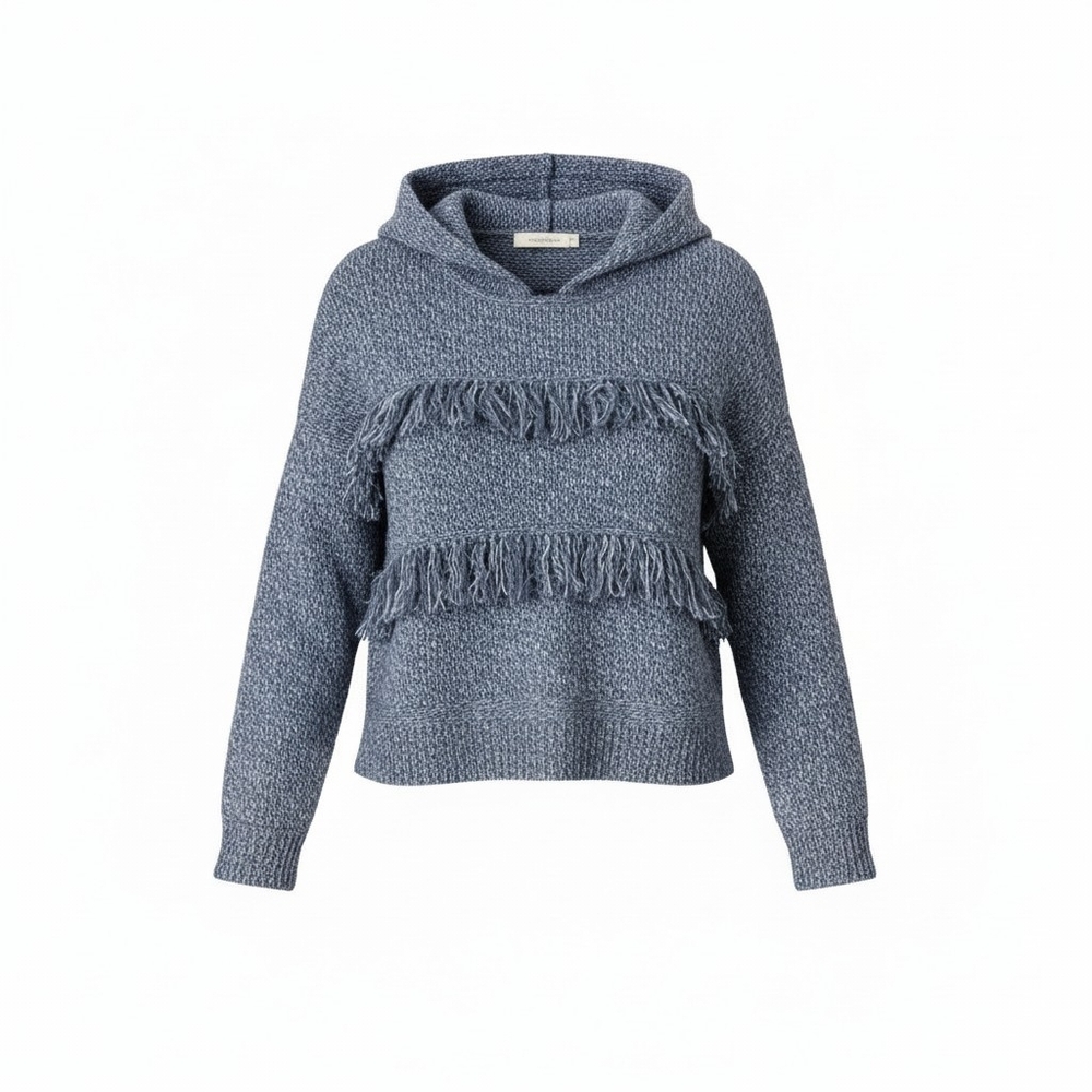 Abercrombie Kids Blue Marled Fringe Hooded Sweater Size 7/8 Boho Festival
